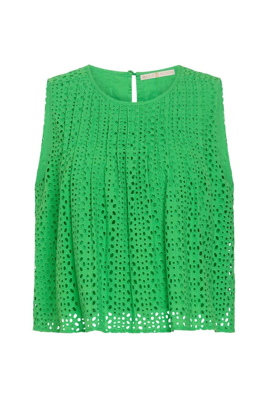 NEW MARIE OLIVER women's eletta eyelet tank top in green